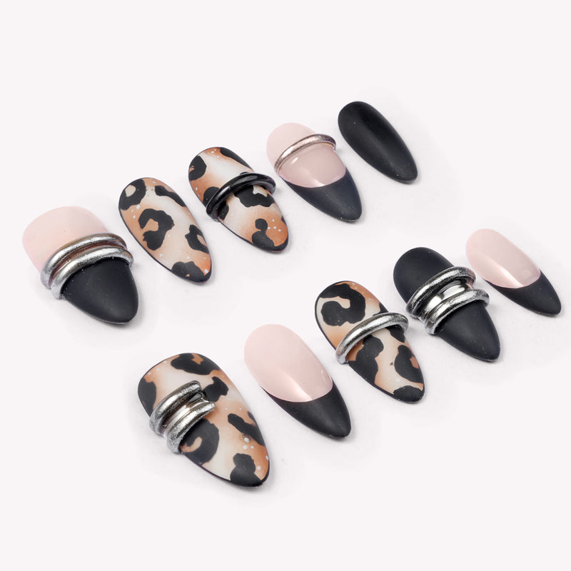 Leopard Metal Handmade Press On Nails