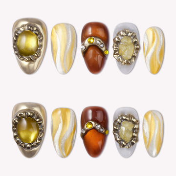 Citrine Wealth & Solar Vitality Handmade Press On Nails