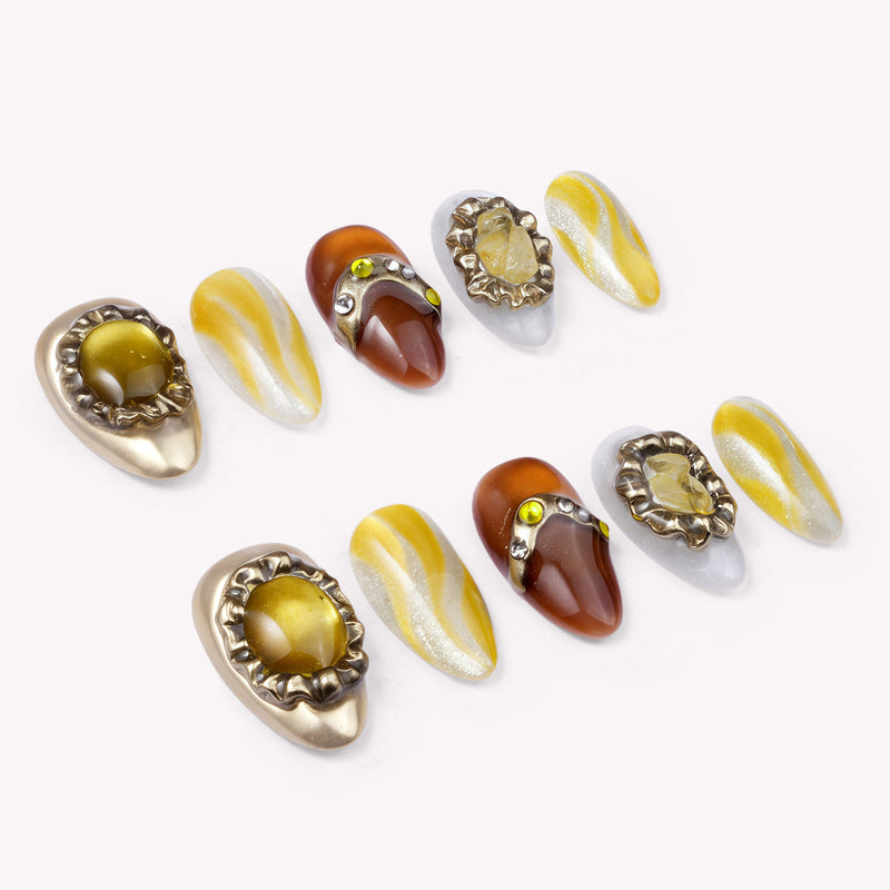 Citrine Wealth &amp; Solar Vitality Handmade Press On Nails