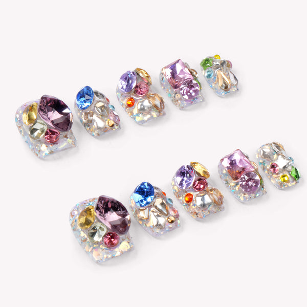 Mosaic Gem Cluster Handmade Press On Nails
