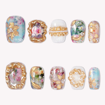 Vintage Canvas Handmade Press On Nails