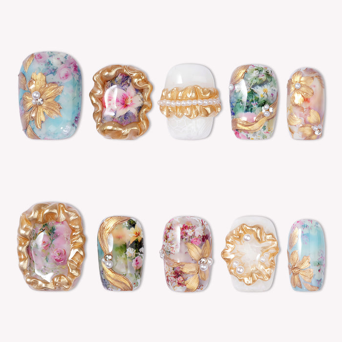 Vintage Canvas Handmade Press On Nails