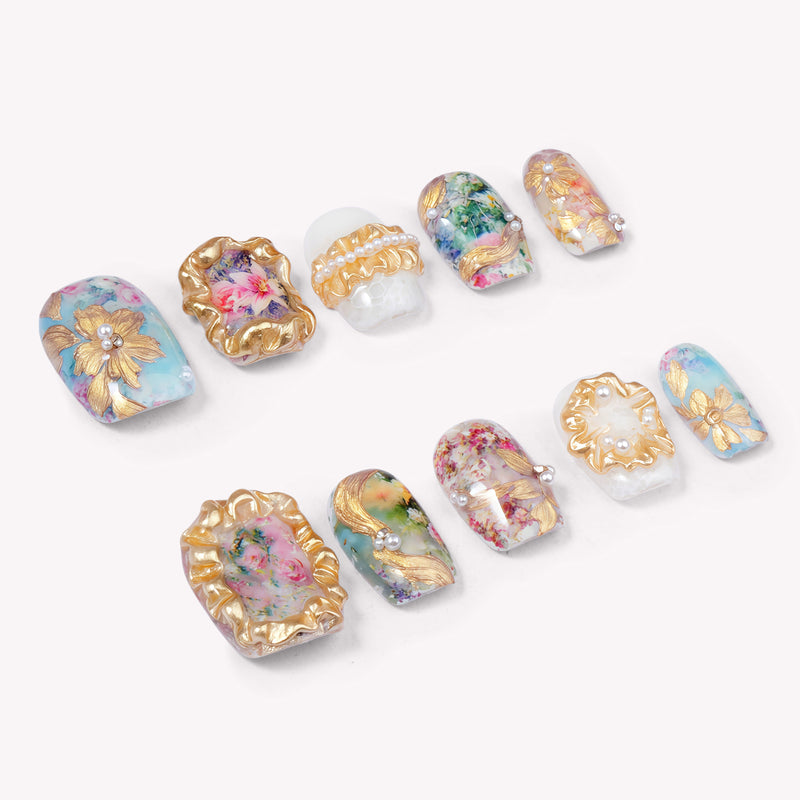Vintage Canvas Handmade Press On Nails