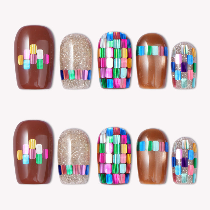 Mosaic Glass Handmade Press On Nails