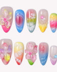 Glass Petals(Random Flower Colors) Handmade Press On Nails