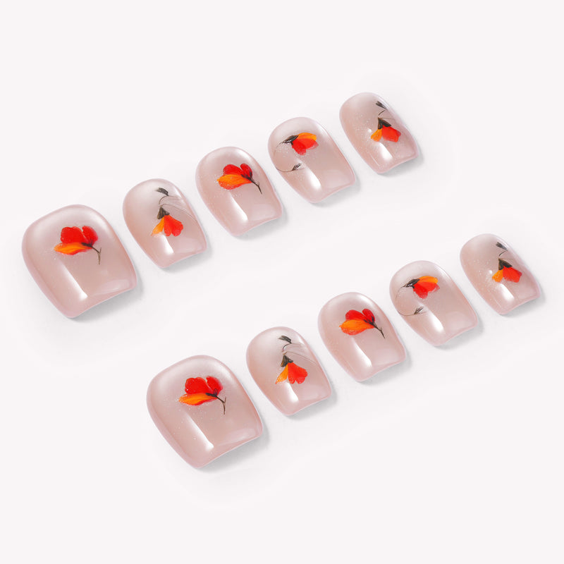 Scarlet Poppy Handmade Press On Nails