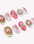 Rose Quartz Love & Heart Healing Handmade Press On Nails
