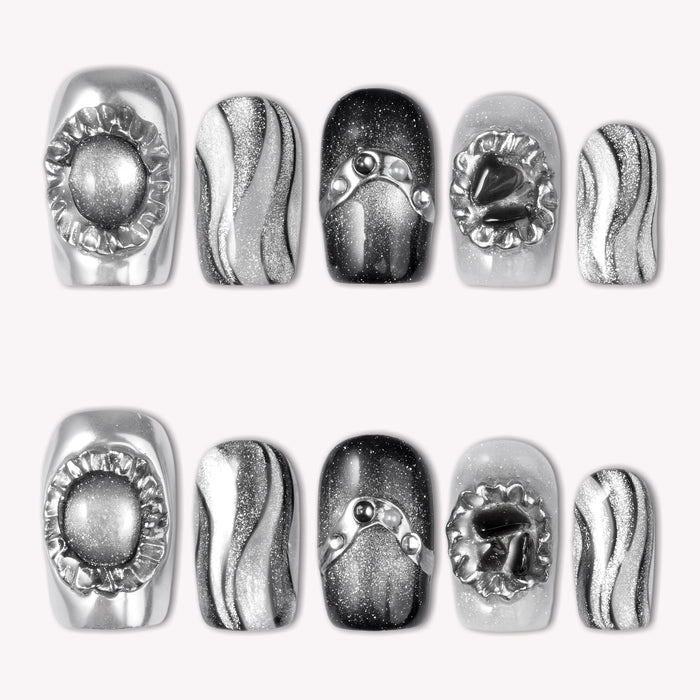 Obsidian Protection & Root Grounding Handmade Press On Nails
