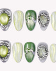 Green Quartz Career & Vitality Handmade Press On Nails