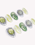 Green Quartz Career & Vitality Handmade Press On Nails