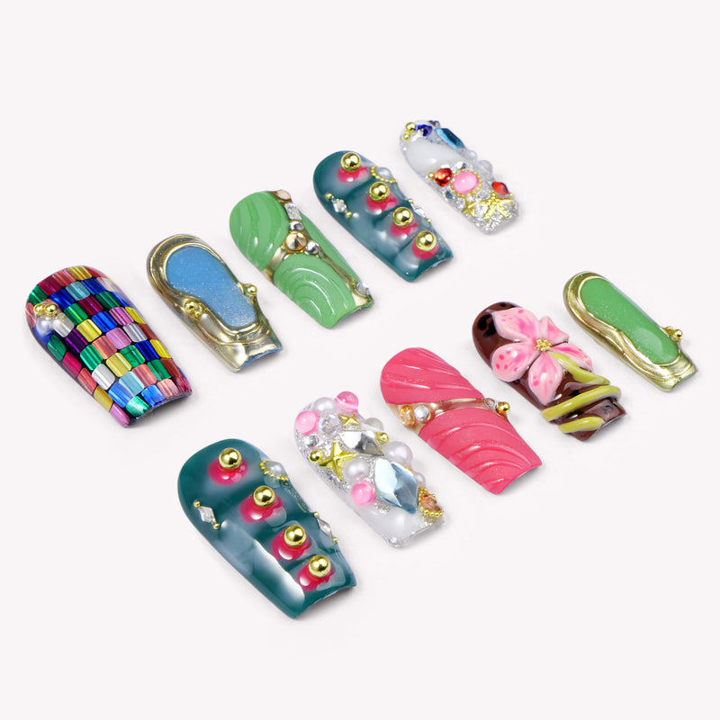 Gaudí Mosaic Garden Handmade Press On Nails