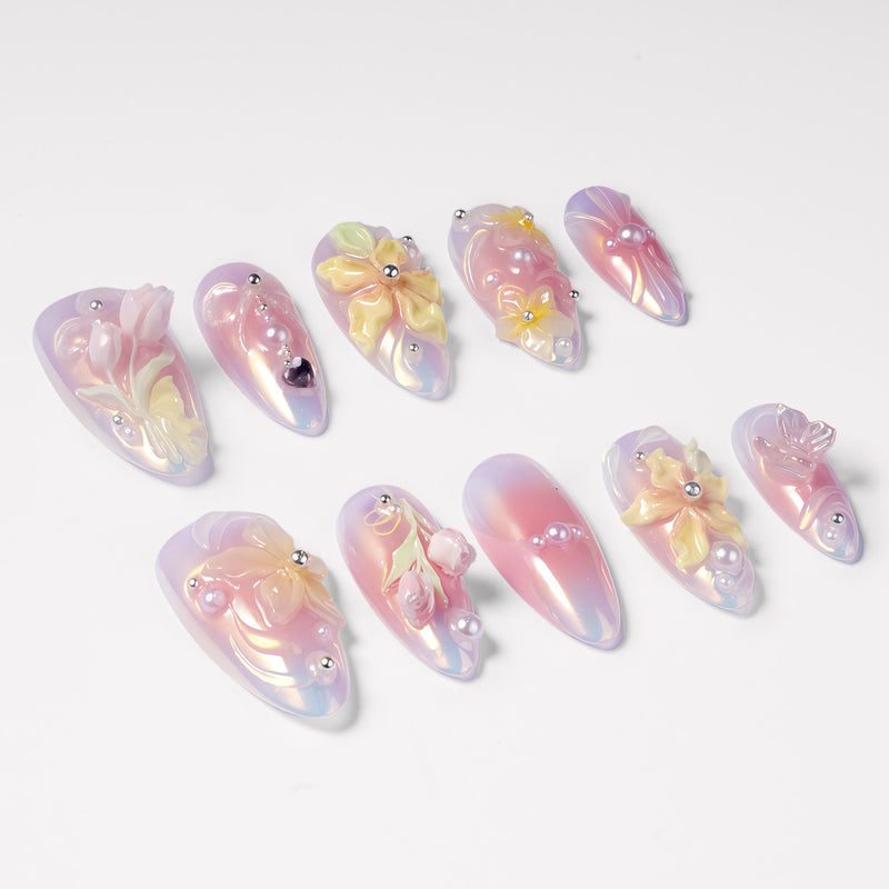 Pastel Bloom Handmade Press On Nails