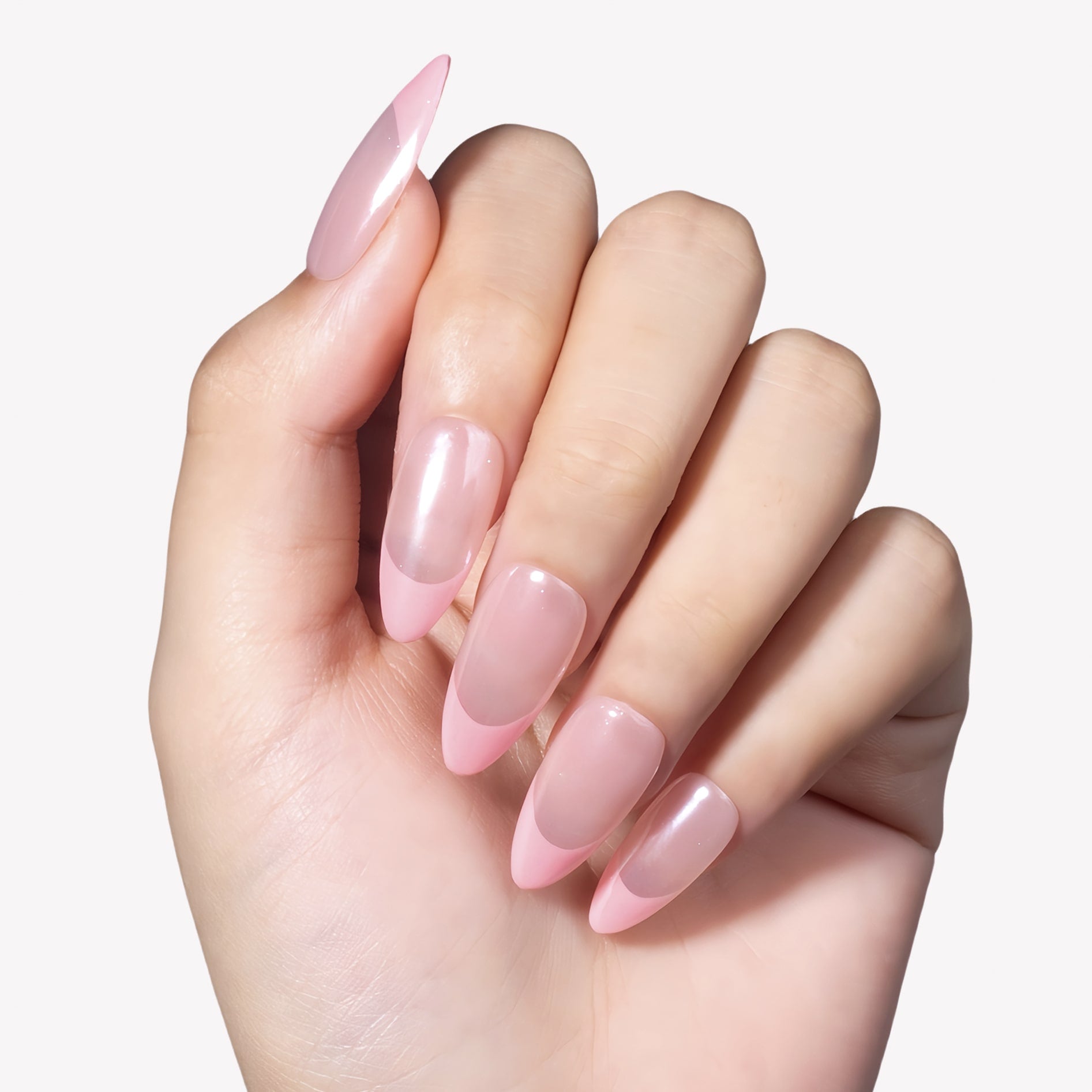 Pink Glazed French Handmade Press On Nails