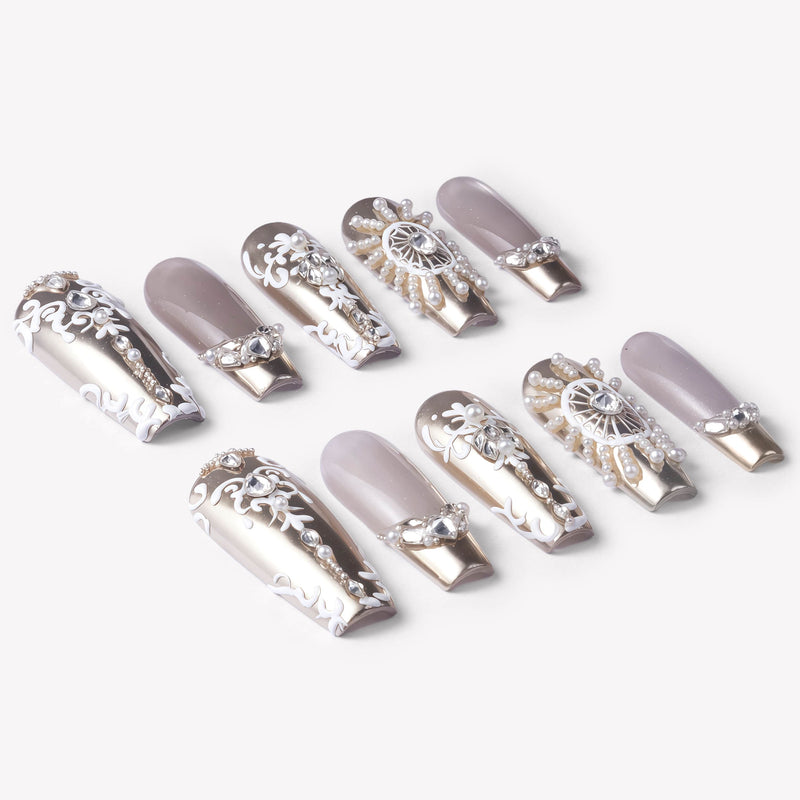 Baroque Crown Handmade Press On Nail