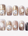 Gilded Pearl Handmade Press On Nails
