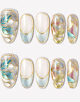 Stained Glass Leaves Handmade Press On Nails