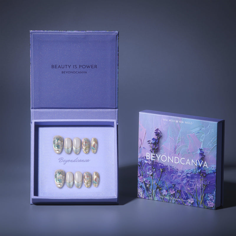 Stained Glass Leaves Handmade Press On Nails