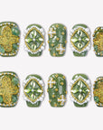 Emerald Crown Handmade Press On Nails