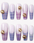 Plaid Symphony Handmade Press On Nails