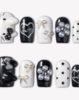 Monochrome Meow Handmade Press On Nails