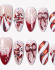 Candy Cane Wish Handmade Press On Nails