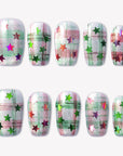 Candy Plaid Galaxy Handmade Press On Nails