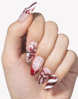 Candy Cane Wish Handmade Press On Nails