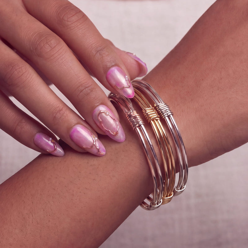 Rosé Veins Handmade Press On Nails