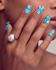 Ocean Sparkle Bloom Handmade Press On Nails