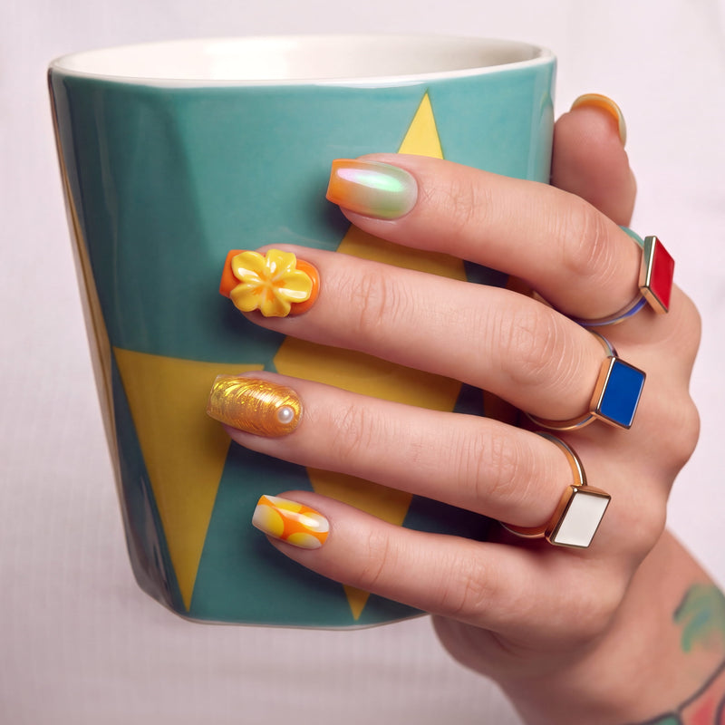 Azure Treasure Handmade Press On Nails