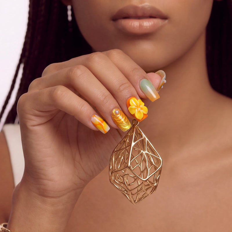 Azure Treasure Handmade Press On Nails