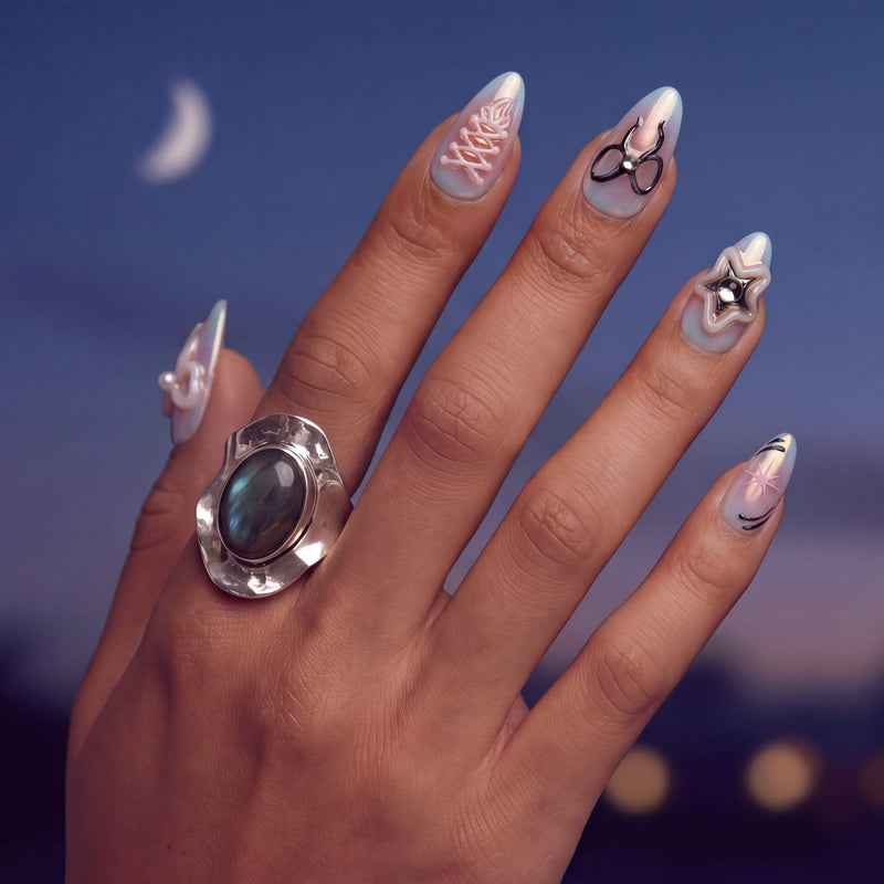 Stardust Bow Handmade Press On Nails