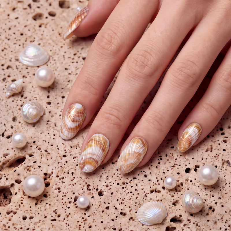 Sunset Shell Handmade Press On Nails