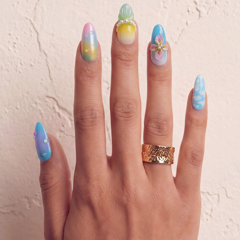 Summer Splash Handmade Press On Nails