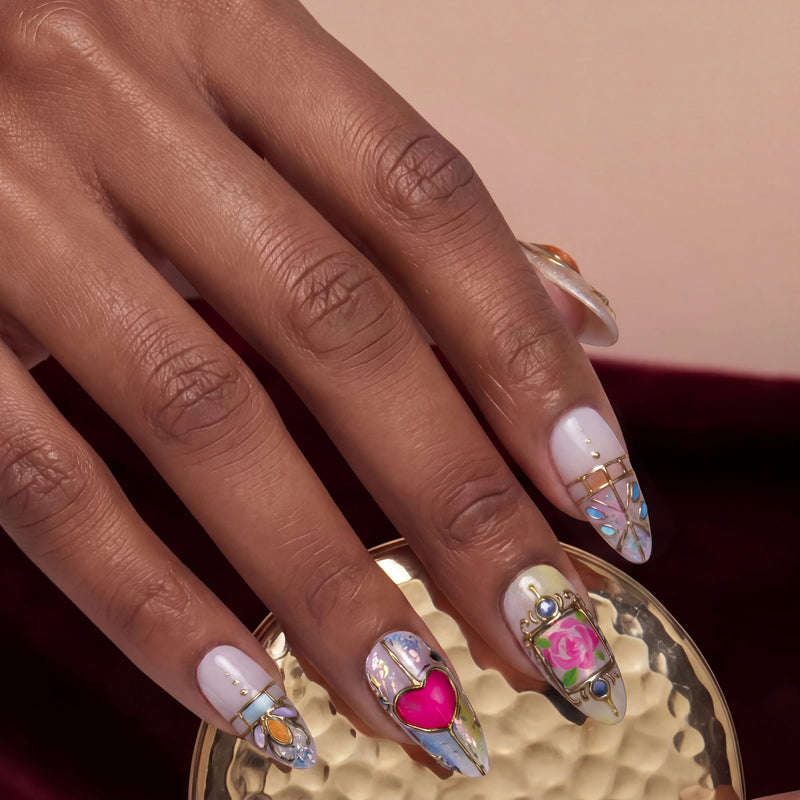 Stained Glass Handmade Press On Nails