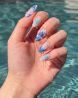Azure Bloom Handmade Press On Nails