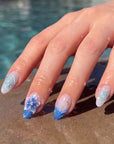 Azure Bloom Handmade Press On Nails