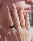 Gilded Petal Waltz Handmade Press On Nails