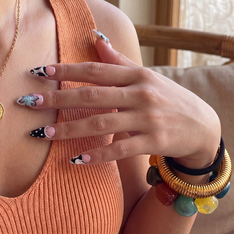 Midnight Bloom Handmade Press On Nails