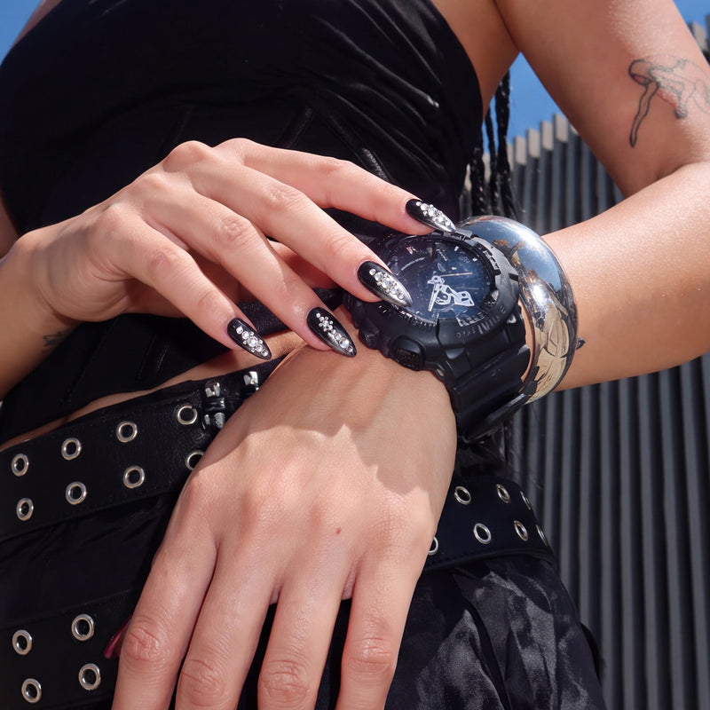 Obsidian Stardust Handmade Press On Nails