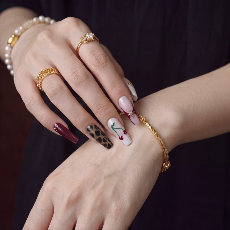 Wild Cherry Handmade Press On Nails