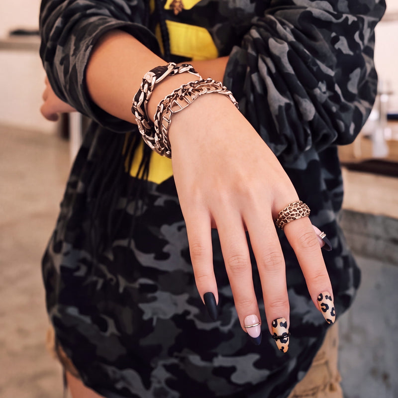 Leopard Metal Handmade Press On Nails