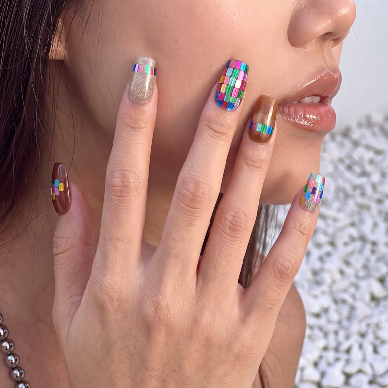 Mosaic Glass Handmade Press On Nails
