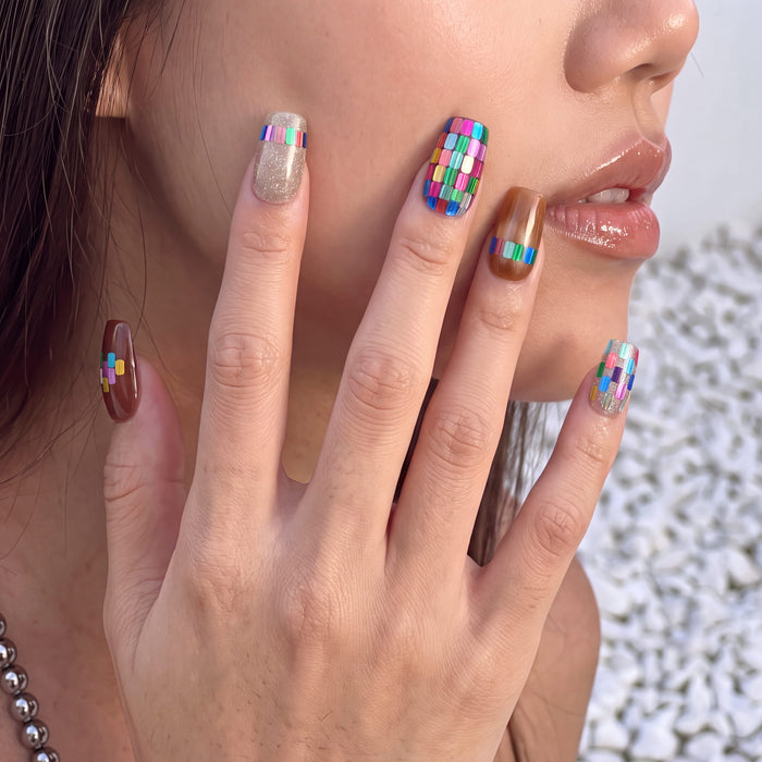 Mosaic Glass Handmade Press On Nails