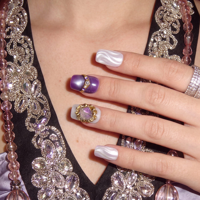 Amethyst Wisdom & Crown Intuition Handmade Press On Nails