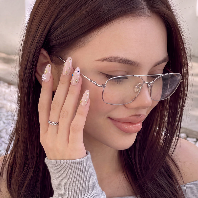 [Handcraft Trial] Water Drop Shimmer Press On Nails