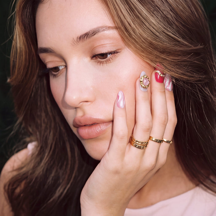 Rose Quartz Love & Heart Healing Handmade Press On Nails