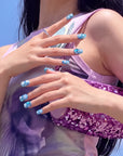 Ocean Sparkle Bloom Handmade Press On Nails