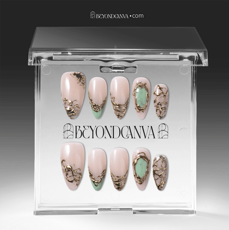 Gilded Jade Handmade Press On Nails