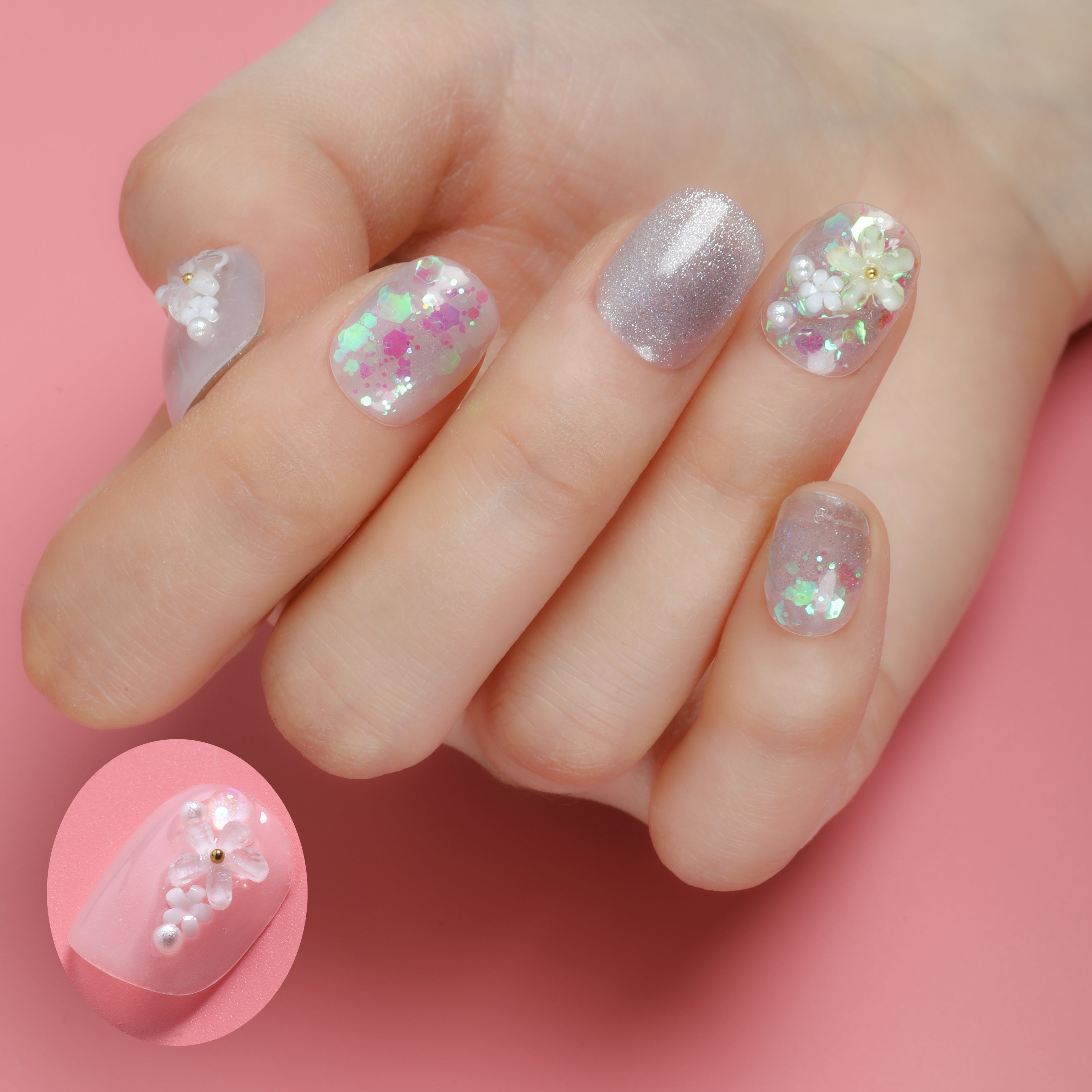 Dazzling Floral Extravaganza Handmade Press On Nails